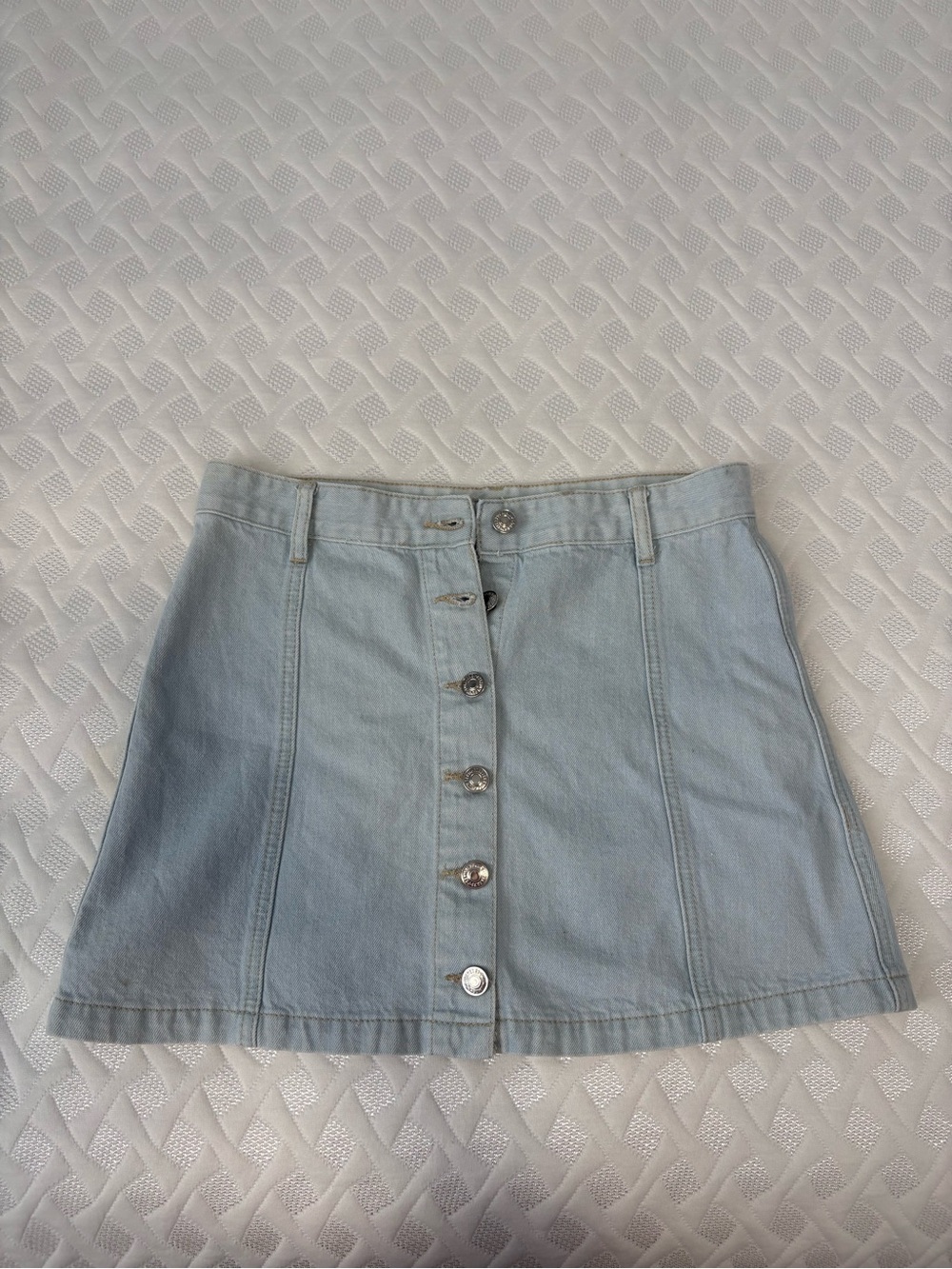 Forever 21 Light Blue Button-Front Mini Skirt Size: 27